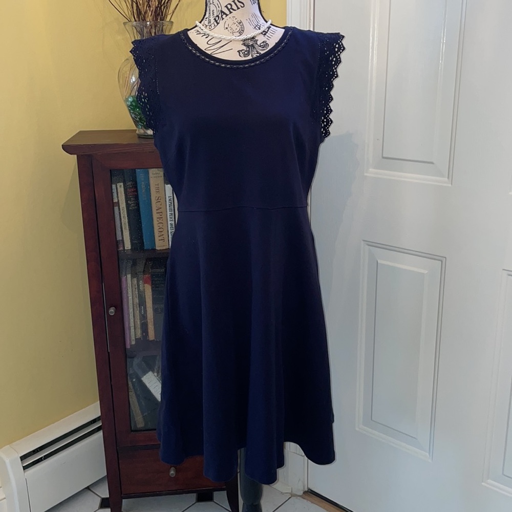 Talbots navy blue fit and flare dress
